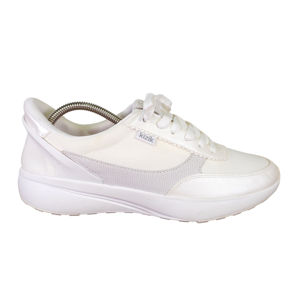 Kizik Paris Sneakers Women 10.5 Metallic White Hands-Free Slip On Breathable